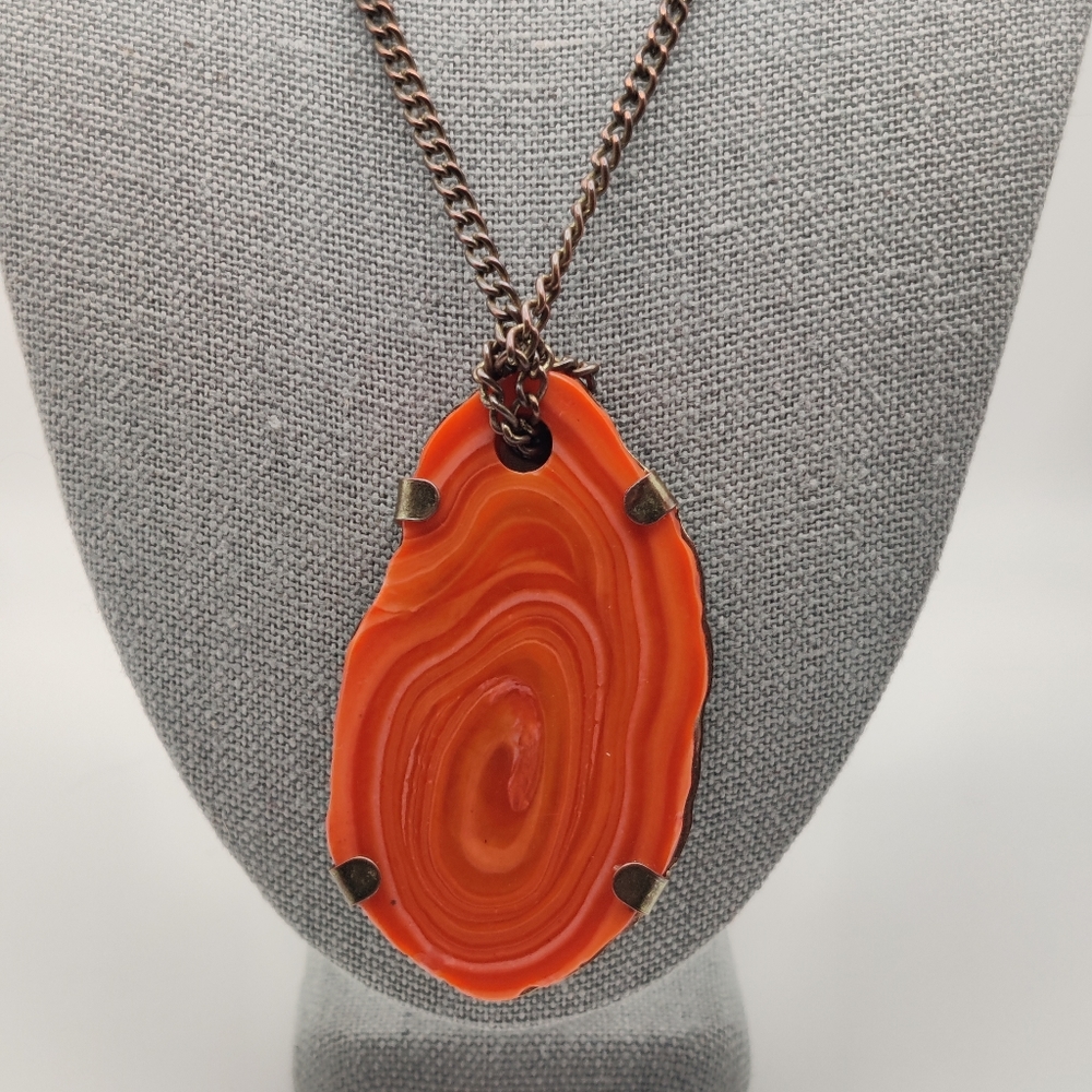 Vintage Orange Agate Necklace (dyed)